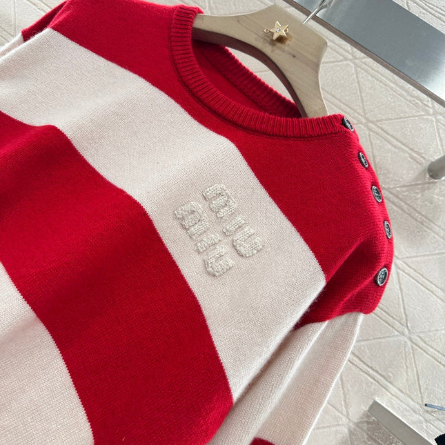 MIUMIU STRIPED CREW NECK SWEATER 276681