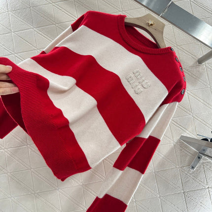 MIUMIU STRIPED CREW NECK SWEATER 276681