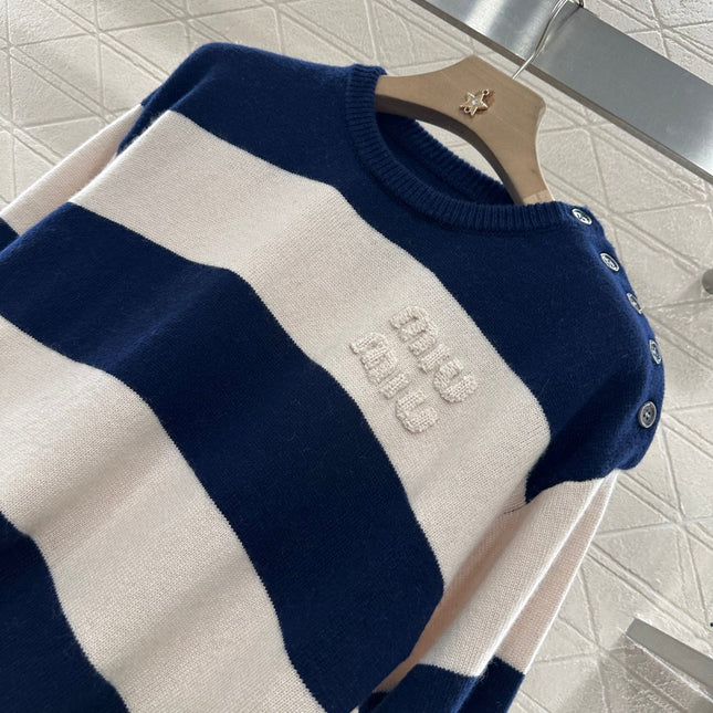 MIUMIU STRIPED CREW NECK SWEATER 276678