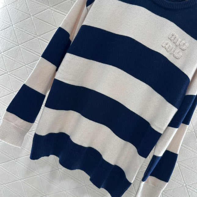 MIUMIU STRIPED CREW NECK SWEATER 276678