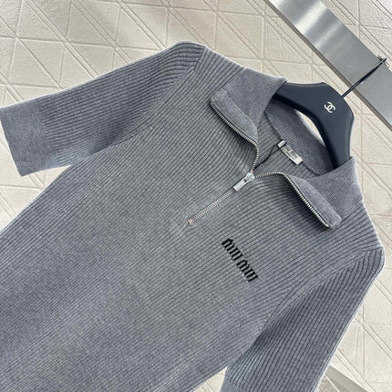 MIUMIU SHORT-SLEEVE KNIT POLO SHIRT STYLE 99