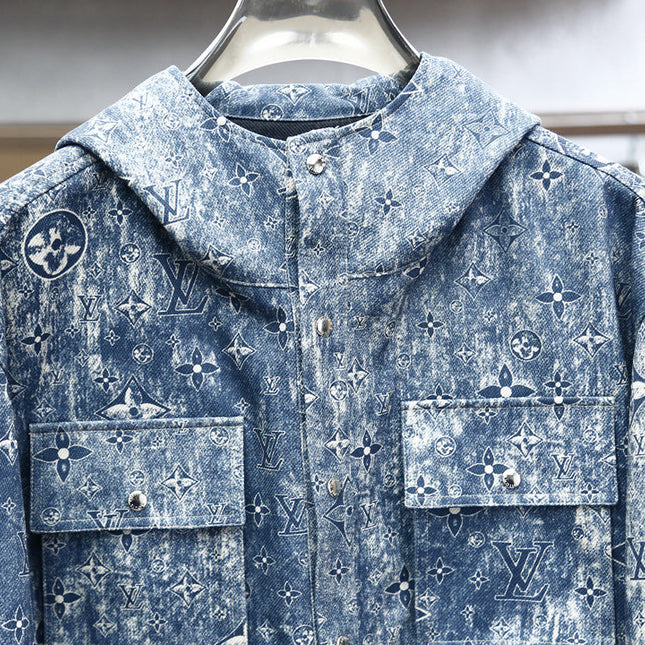 LV HOODED JACKET IN BLUE MONOGRAM WASHED DENIM 238944