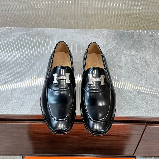 HM H-BUCKLE LOAFER GLOSSY BLACK CALFSKIN
