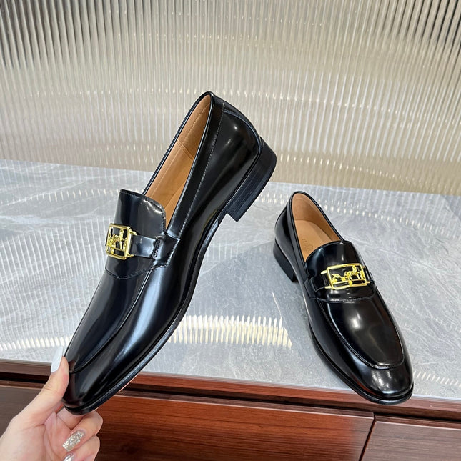 HM GOLD BUCKLE LOAFER BLACK CALFSKIN