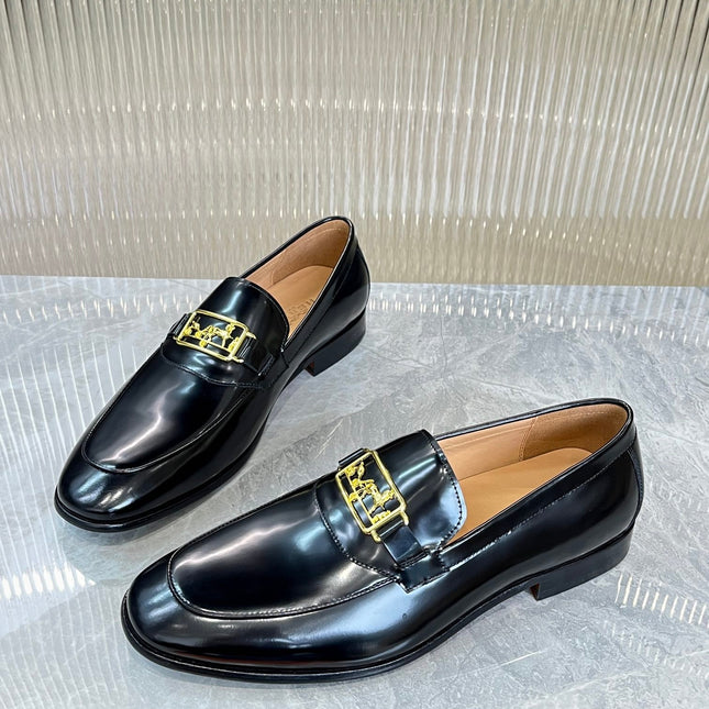 HM GOLD BUCKLE LOAFER BLACK CALFSKIN