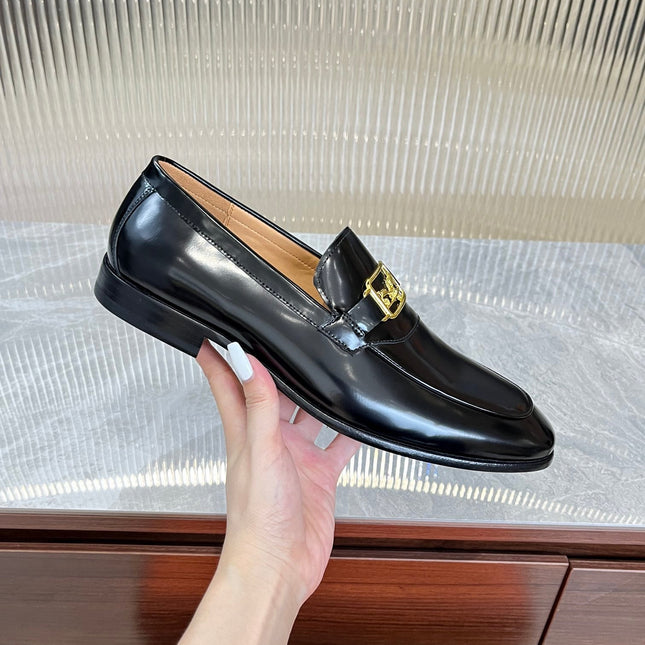 HM GOLD BUCKLE LOAFER BLACK CALFSKIN