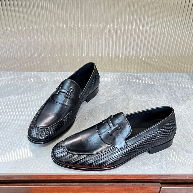 HM BLACK H-BUCKLE LOAFER BLACK CALFSKIN