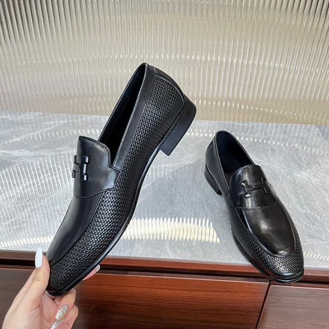 HM BLACK H-BUCKLE LOAFER BLACK CALFSKIN