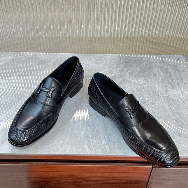 HM BLACK H-BUCKLE LOAFER BLACK CALFSKIN