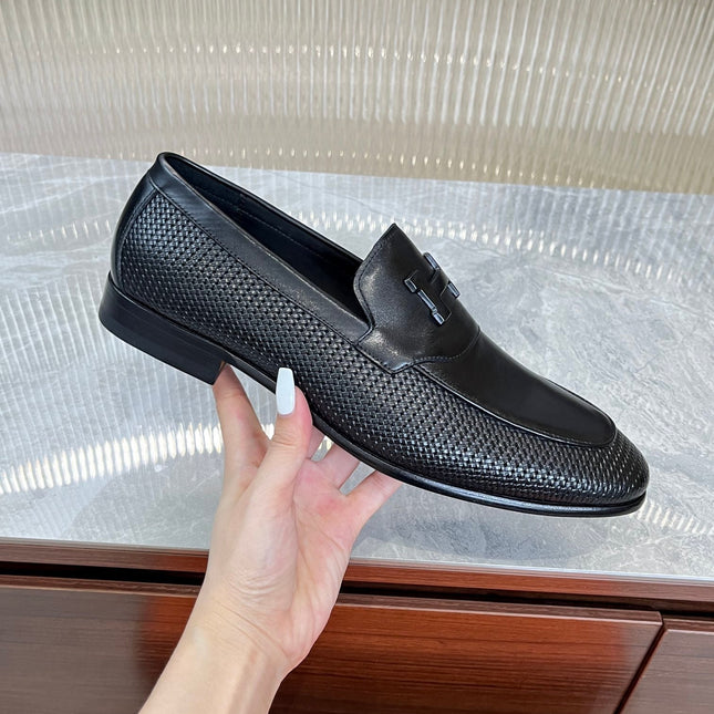 HM BLACK H-BUCKLE LOAFER BLACK CALFSKIN