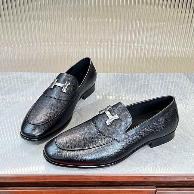 HM H-BUCKLE LOAFER BLACK CALFSKIN
