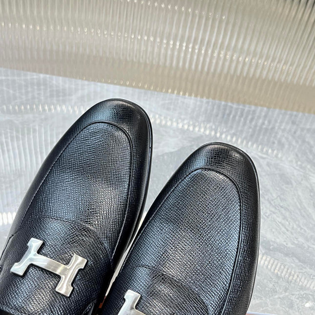 HM H-BUCKLE LOAFER BLACK CALFSKIN