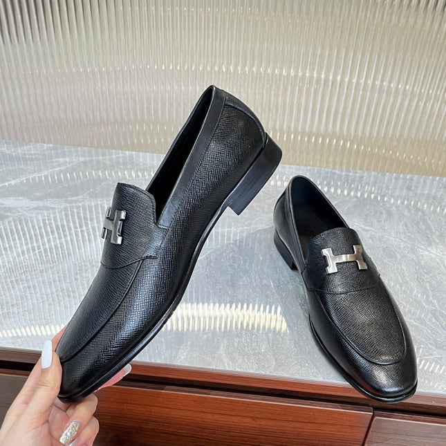 HM H-BUCKLE LOAFER BLACK CALFSKIN