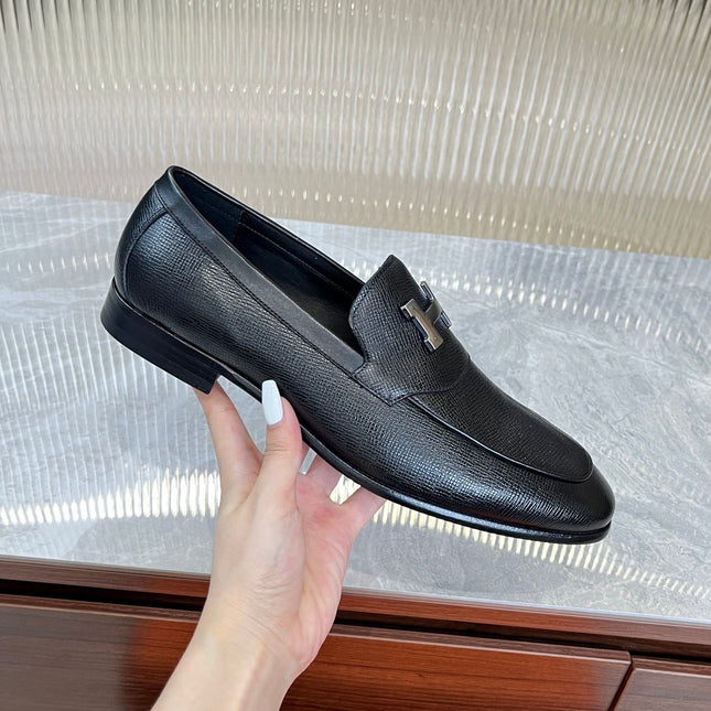 HM H-BUCKLE LOAFER BLACK CALFSKIN