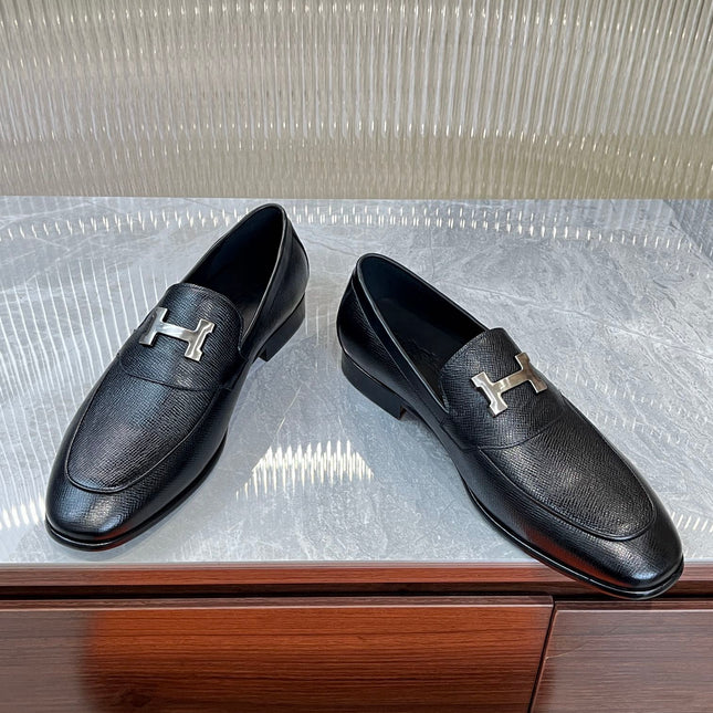 HM H-BUCKLE LOAFER BLACK CALFSKIN