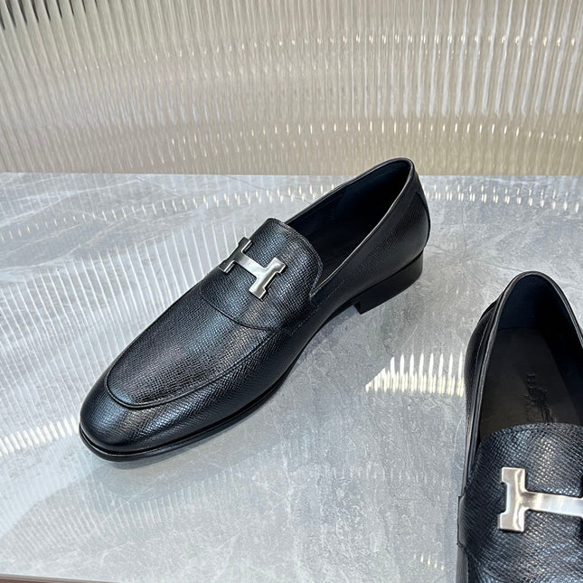 HM H-BUCKLE LOAFER BLACK CALFSKIN