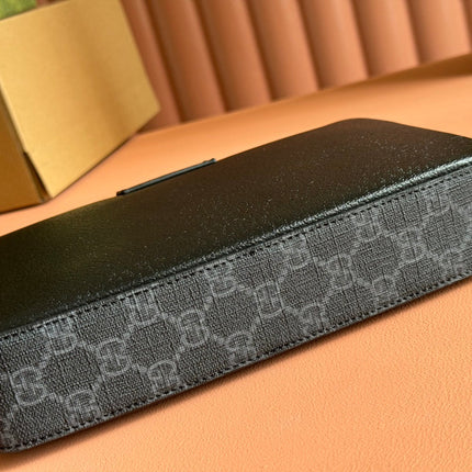 SMALL CROSSBODY BAG 24 WITH TAG IN BLACK CALFSKIN AND CANVAS TRIM