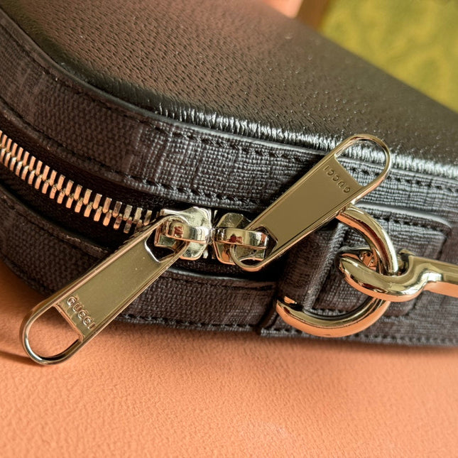 SMALL CROSSBODY BAG 24 WITH TAG IN BLACK CALFSKIN AND CANVAS TRIM