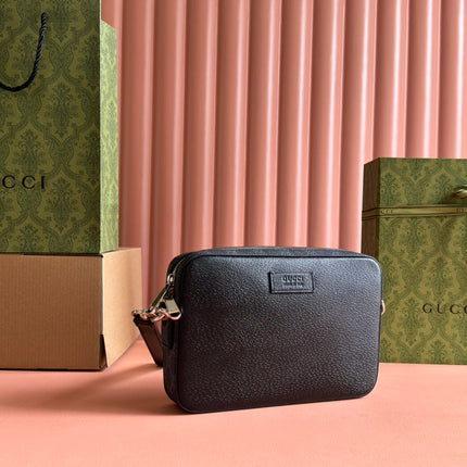 SMALL CROSSBODY BAG 24 WITH TAG IN BLACK CALFSKIN AND CANVAS TRIM