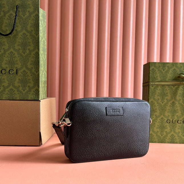 SMALL CROSSBODY BAG 24 WITH TAG IN BLACK CALFSKIN AND CANVAS TRIM