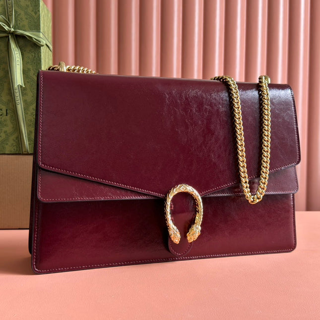 DIONYSUS LAGRE SHOULDER BAG 42 IN ROSSO ANCORA RED GG GLOSSY LAMBSKIN