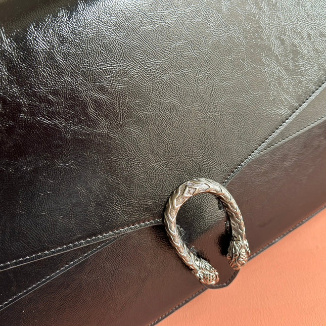 DIONYSUS LAGRE SHOULDER BAG 42 IN BLACK GG GLOSSY LAMBSKIN