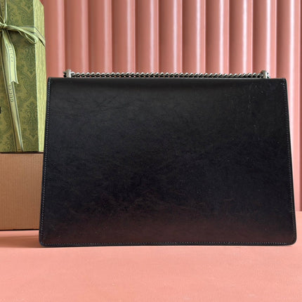 DIONYSUS LAGRE SHOULDER BAG 42 IN BLACK GG GLOSSY LAMBSKIN