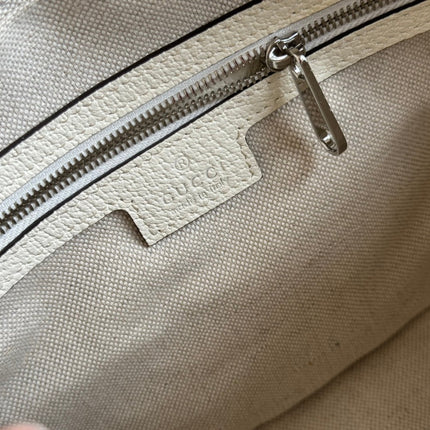 SMALL CROSSBODY BAG 24 WITH TAG IN WHITE CALFSKIN AND CANVAS TRIM