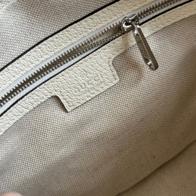 SMALL CROSSBODY BAG 24 WITH TAG IN WHITE CALFSKIN AND CANVAS TRIM