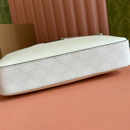 SMALL CROSSBODY BAG 24 WITH TAG IN WHITE CALFSKIN AND CANVAS TRIM