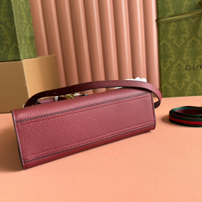 SMALL JACKIE TOTE 24 IN BURGUNDY LAMBSKIN