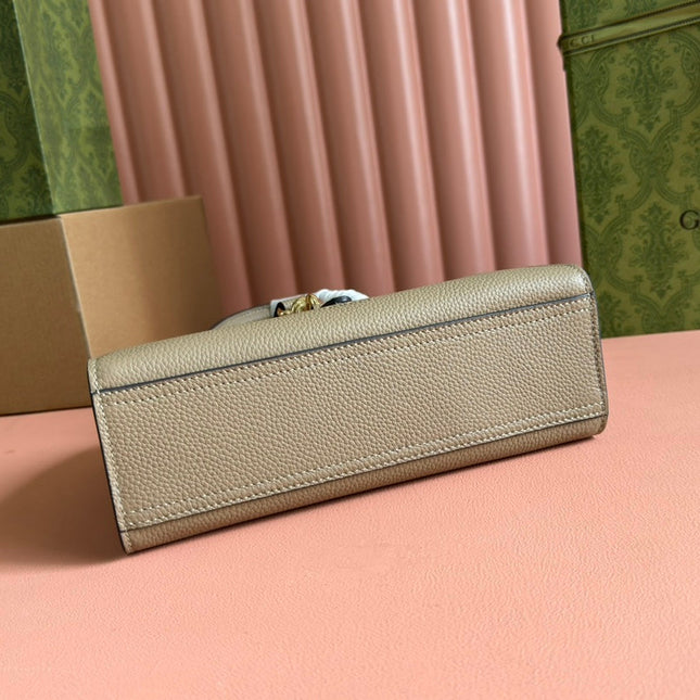 SMALL JACKIE 24 TOTE IN DARK BEIGE LAMBSKIN