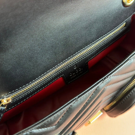 MARMONT SMALL MULTI-POCKET BAG 25 IN BLACK CALFSKIN GOLD HARDWARE