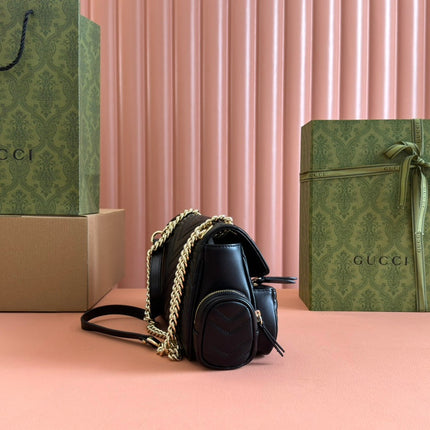 MARMONT SMALL MULTI-POCKET BAG 25 IN BLACK CALFSKIN GOLD HARDWARE