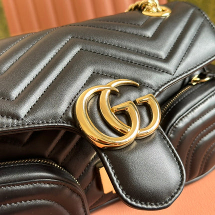 MARMONT SMALL MULTI-POCKET BAG 25 IN BLACK CALFSKIN GOLD HARDWARE