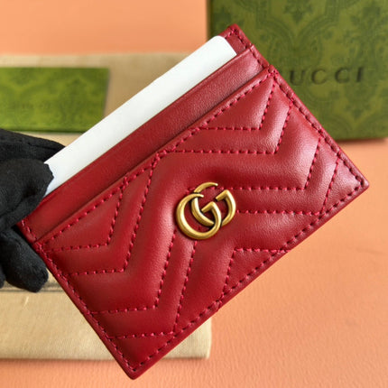 MARMONT QUILTED CARD HOLDER 10 IN RED CALFSKIN