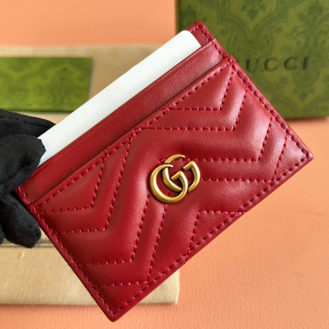 MARMONT QUILTED CARD HOLDER 10 IN RED CALFSKIN