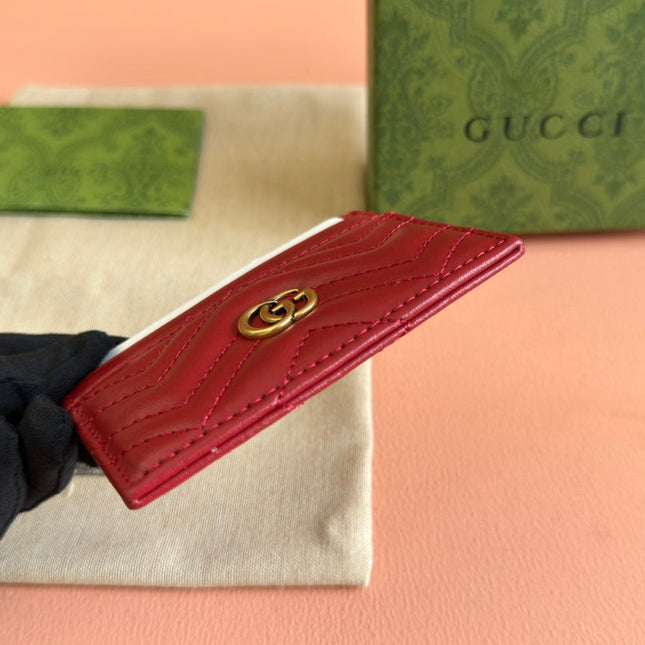 MARMONT QUILTED CARD HOLDER 10 IN RED CALFSKIN