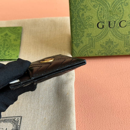 MARMONT QUILTED CARD HOLDER 10 IN BLACK CALFSKIN