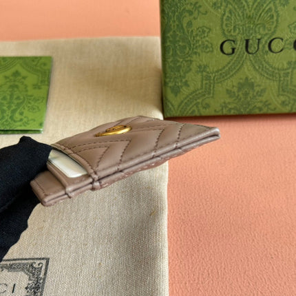 MARMONT QUILTED CARD HOLDER 10 IN MILK TEA CALFSKIN