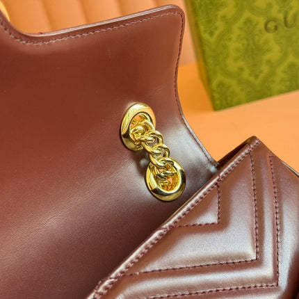 MARMONT SMALL MULTI-POCKET BAG 25 IN CURRANT RED CALFSKIN GOLD HARDWARE