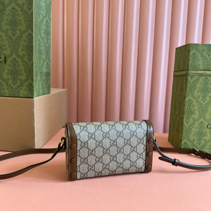 GG HORSEBIT 1955 MINI 18 BAG BEIGE CANVAS AND BROWN CALFSKIN