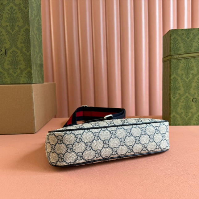 OPHIDIA SHOULDER BAG 25 IN GREY EBONY CANVAS AND BLACK LAMBSKIN SILVER HARDWARE