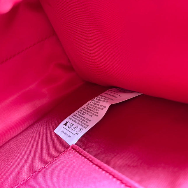 CHILDREN'S PRINTED RABBIT TOTE BAG 28.5 IN BEIGE AND DARK BROWN GG CANVAS RED TRIM