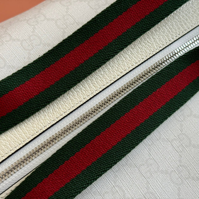 MEDIUM DUFFLE BAG WITH WEB 47 IN WHITE SOFT GG CALFSKIN