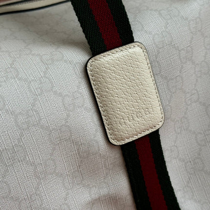 MEDIUM DUFFLE BAG WITH WEB 47 IN WHITE SOFT GG CALFSKIN