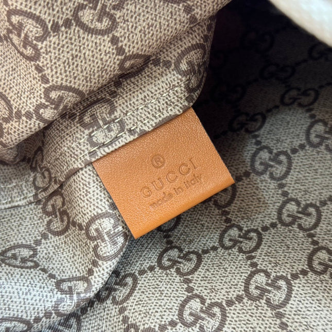 DRAWSTRING SHOULDER BAG LOGO PRINT 31 IN WHITE CANVAS BROWN CALFSKIN