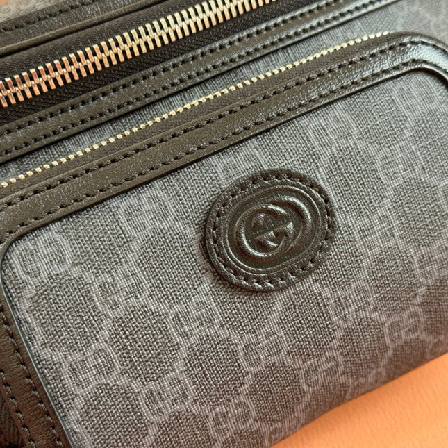 OPHIDIA BELT BAG 28 IN DARK GREY GG CALFSKIN