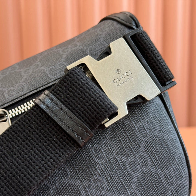 OPHIDIA BELT BAG 28 IN DARK GREY GG CALFSKIN