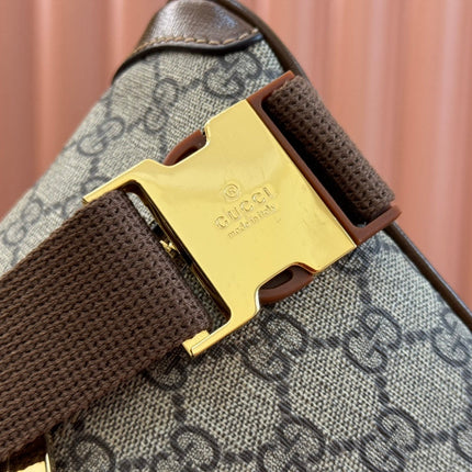 OPHIDIA BELT BAG 28 IN BROWN AND BEIGE GG CALFSKIN